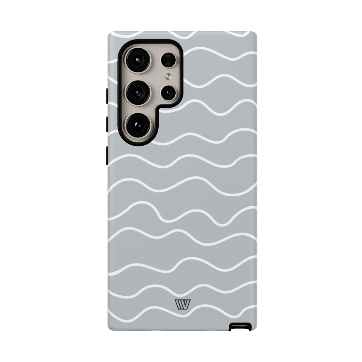Tough Phone Case Gray Waves Dual-Layer Protection