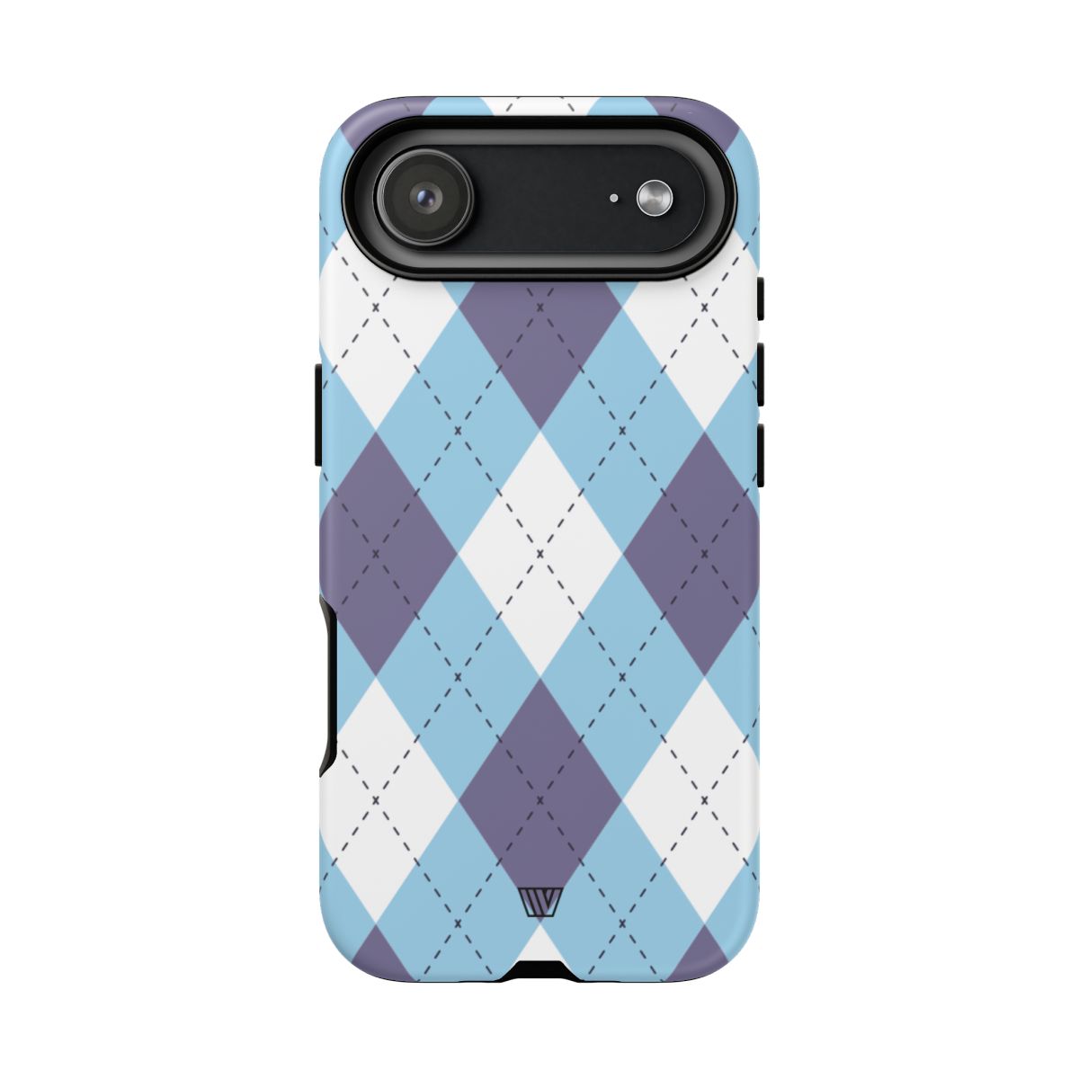 Tough Phone Case Blue White Purple Argyle Polycarbonate Shell