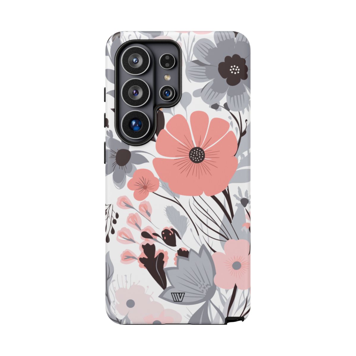 Gray Pastel Flowers Tough Phone Case