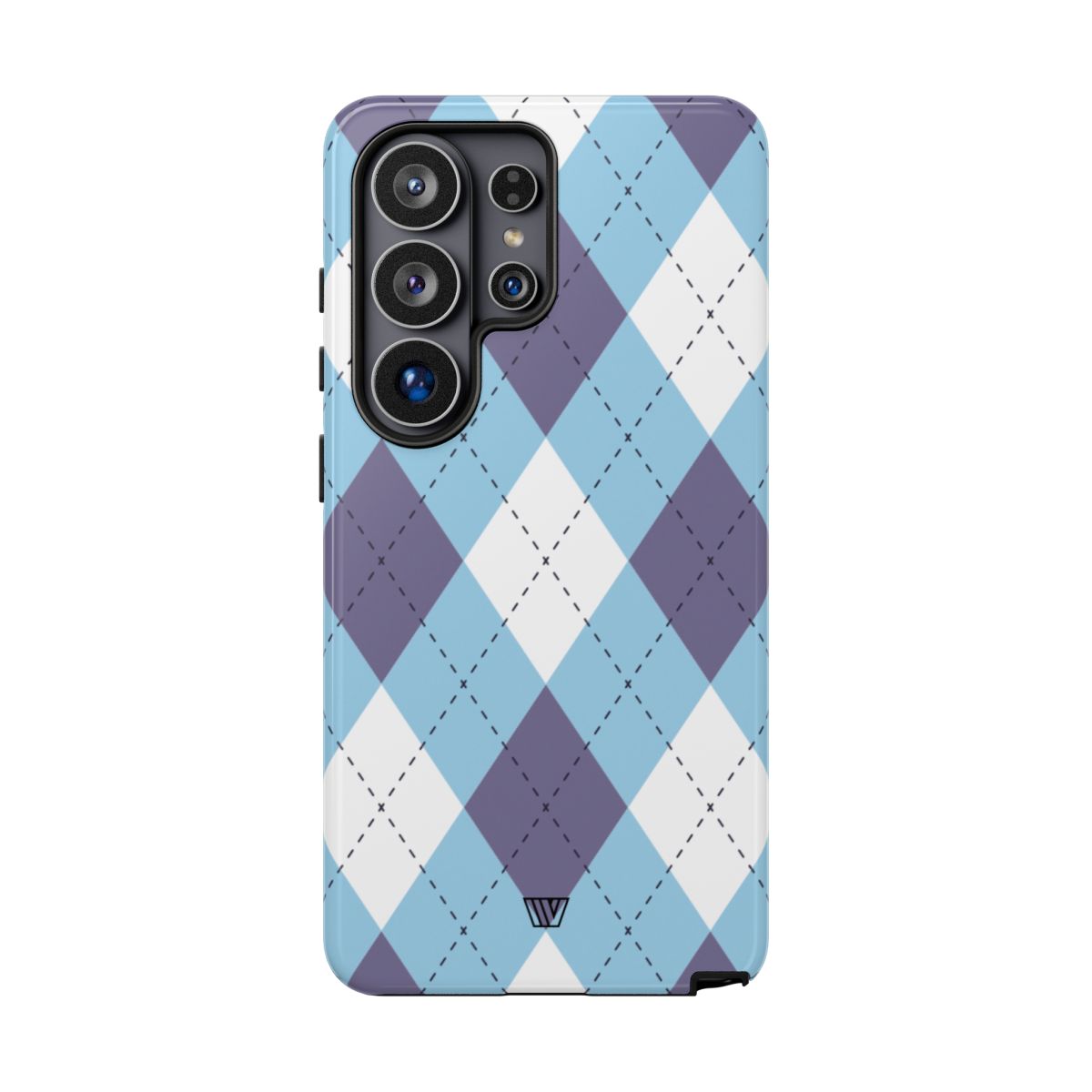Tough Phone Case Blue White Purple Argyle Polycarbonate Shell