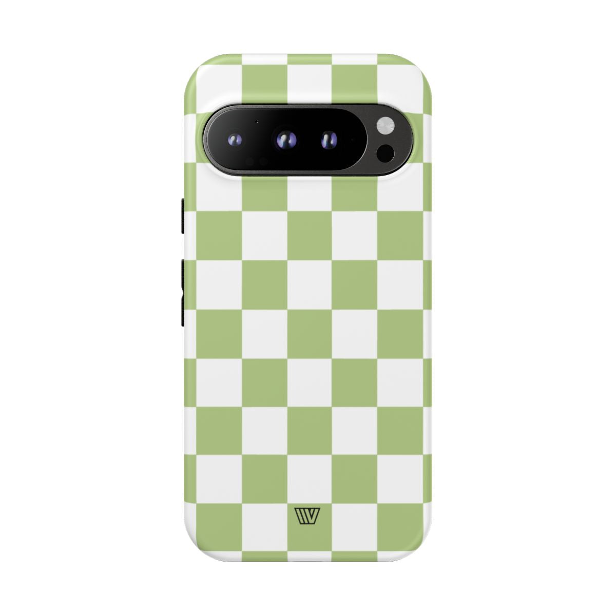 Pale Olive White Checkerboard Tough Phone Case