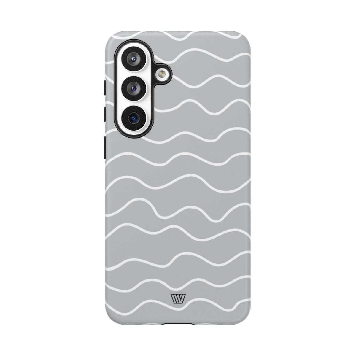 Tough Phone Case Gray Waves Dual-Layer Protection