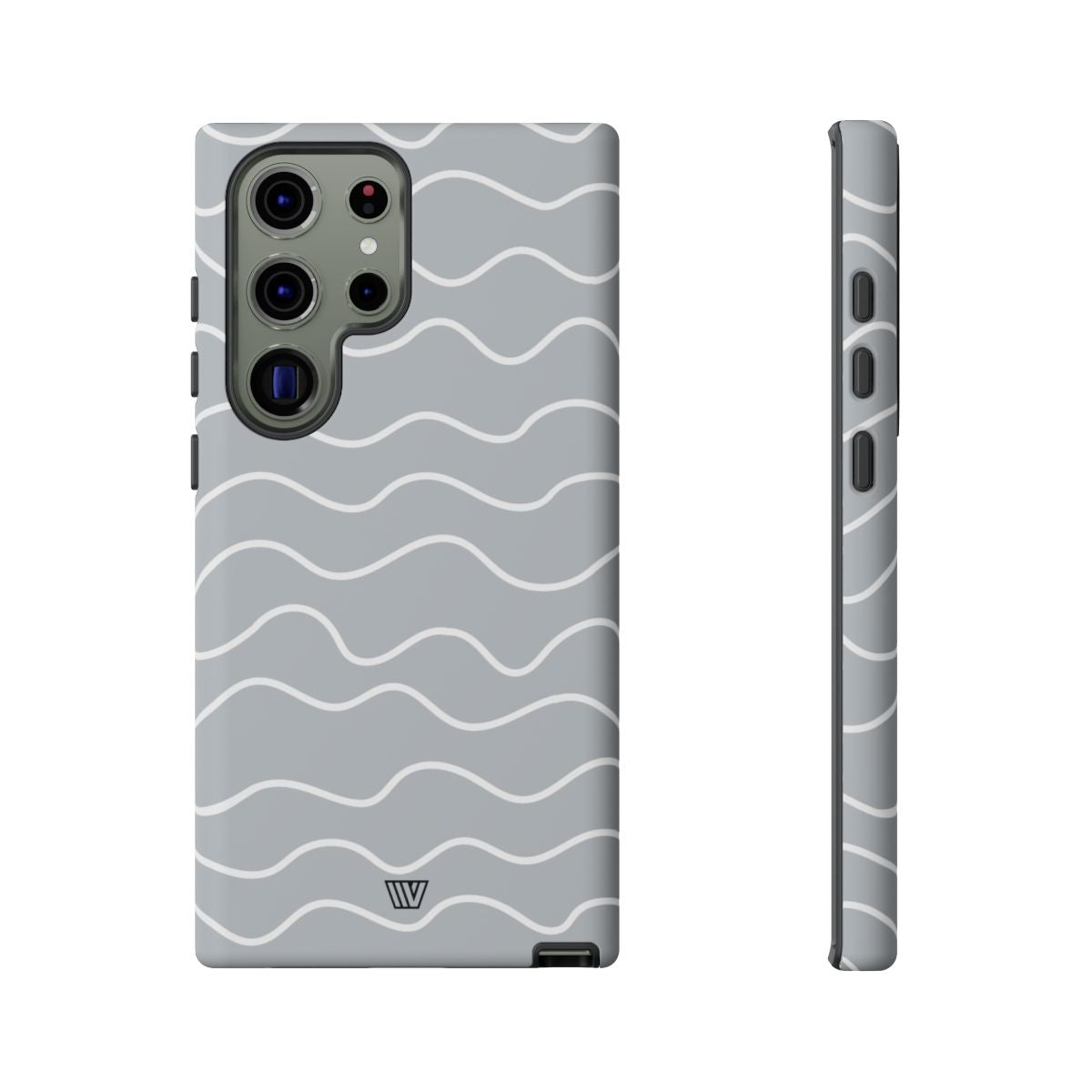 Tough Phone Case Gray Waves Dual-Layer Protection