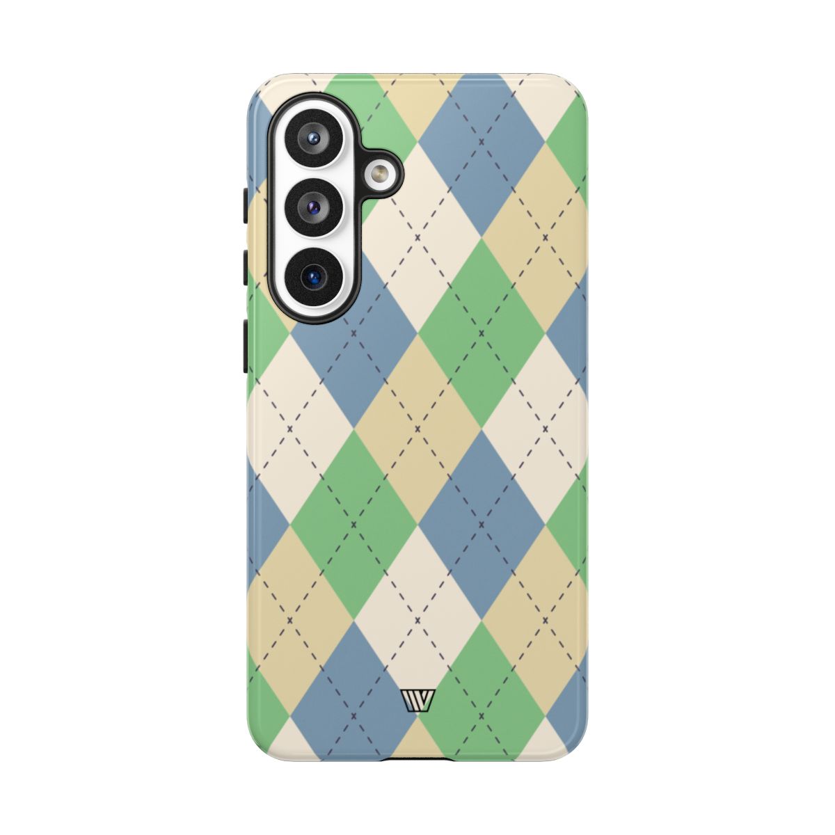 Tough Phone Case Green Blue Beige Argyle Polycarbonate Shell