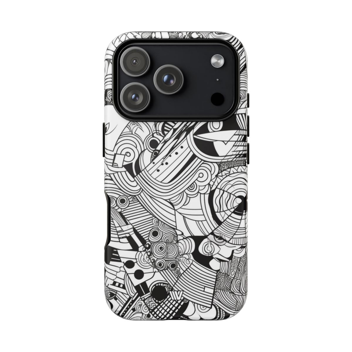 B&W Abstract Doodle Tough Phone Case with Impact Resistance Polycarbonate Shell