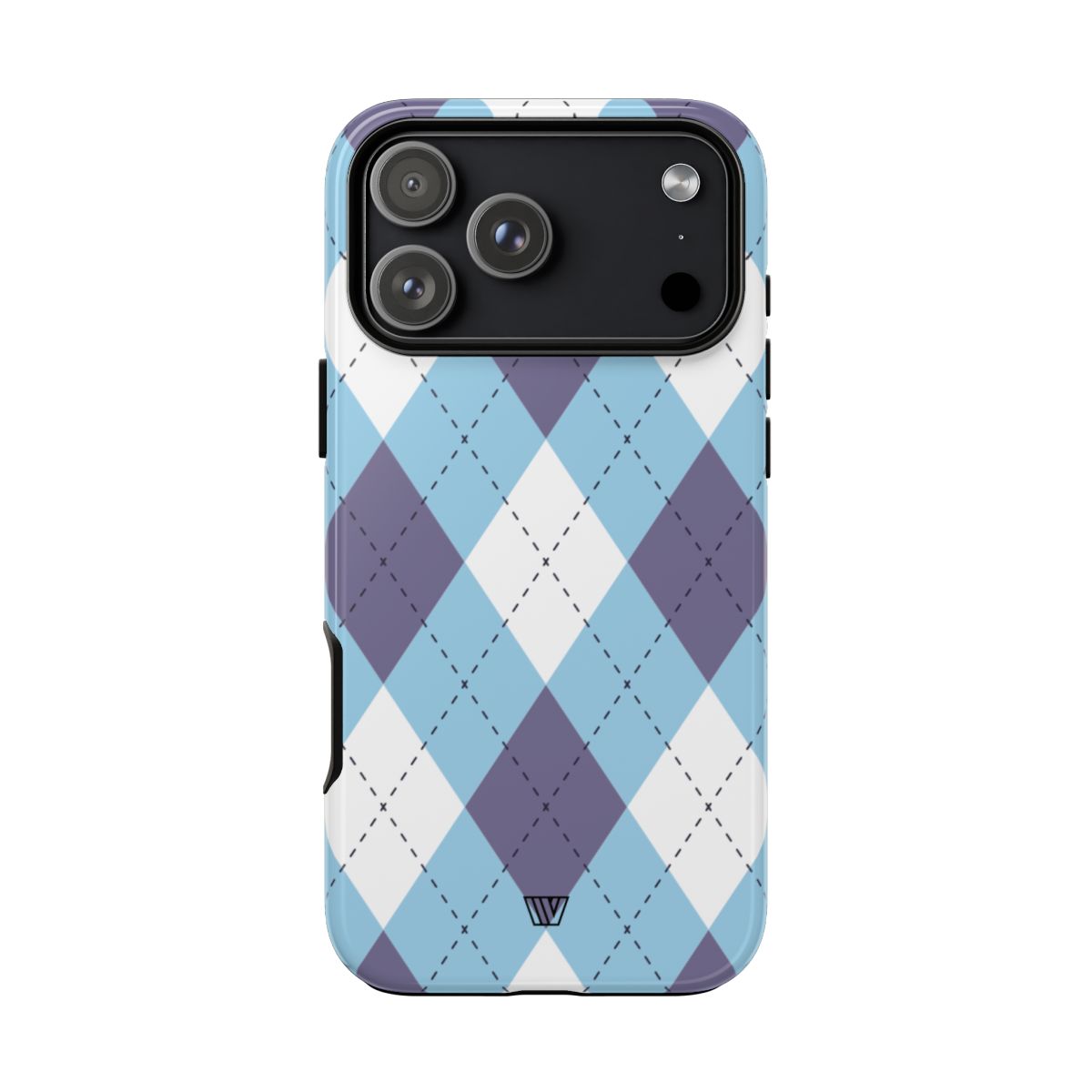 Tough Phone Case Blue White Purple Argyle Polycarbonate Shell