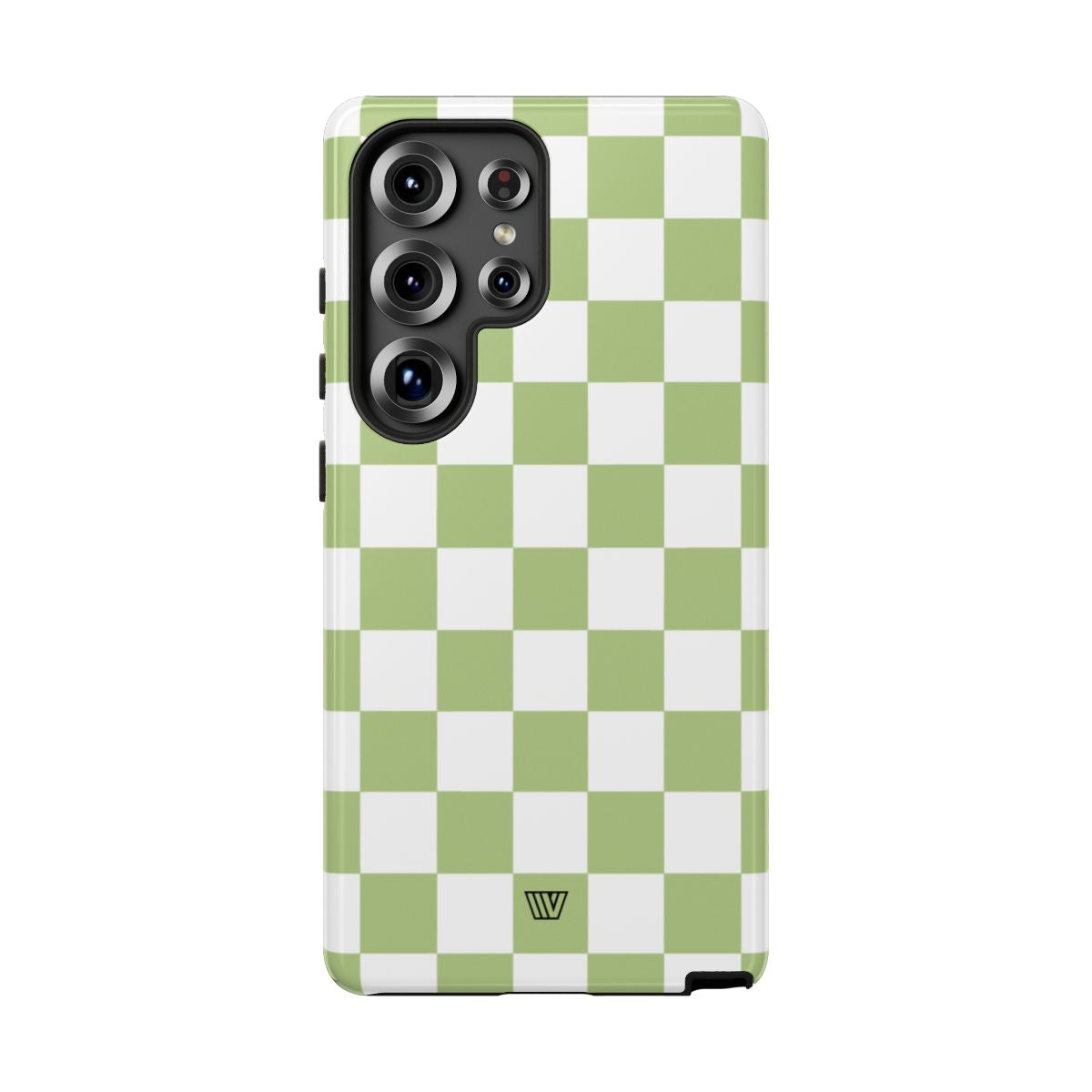 Pale Olive White Checkerboard Tough Phone Case