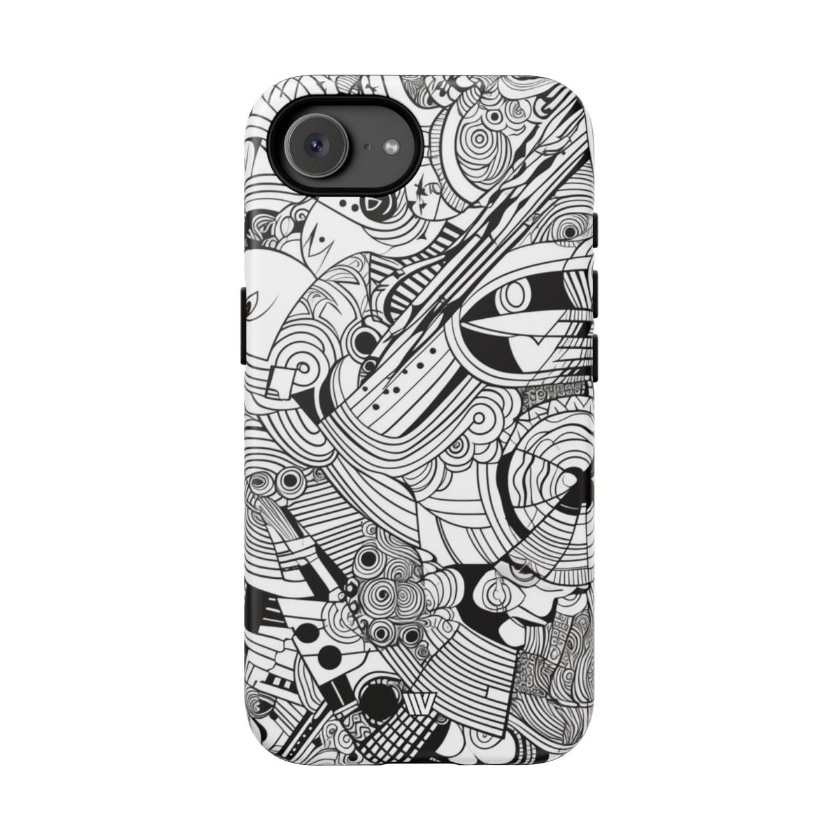 B&W Abstract Doodle Tough Phone Case with Impact Resistance Polycarbonate Shell