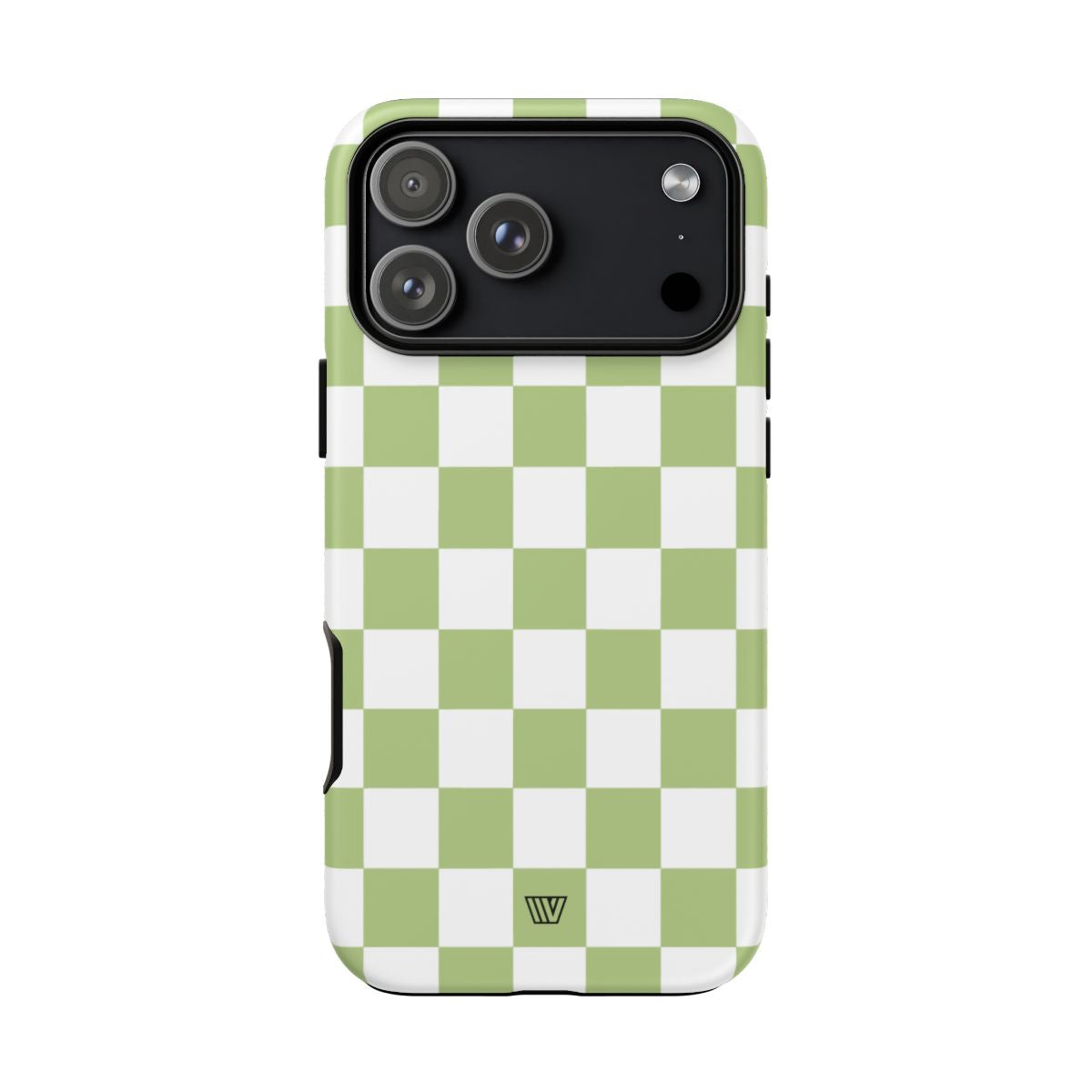Pale Olive White Checkerboard Tough Phone Case