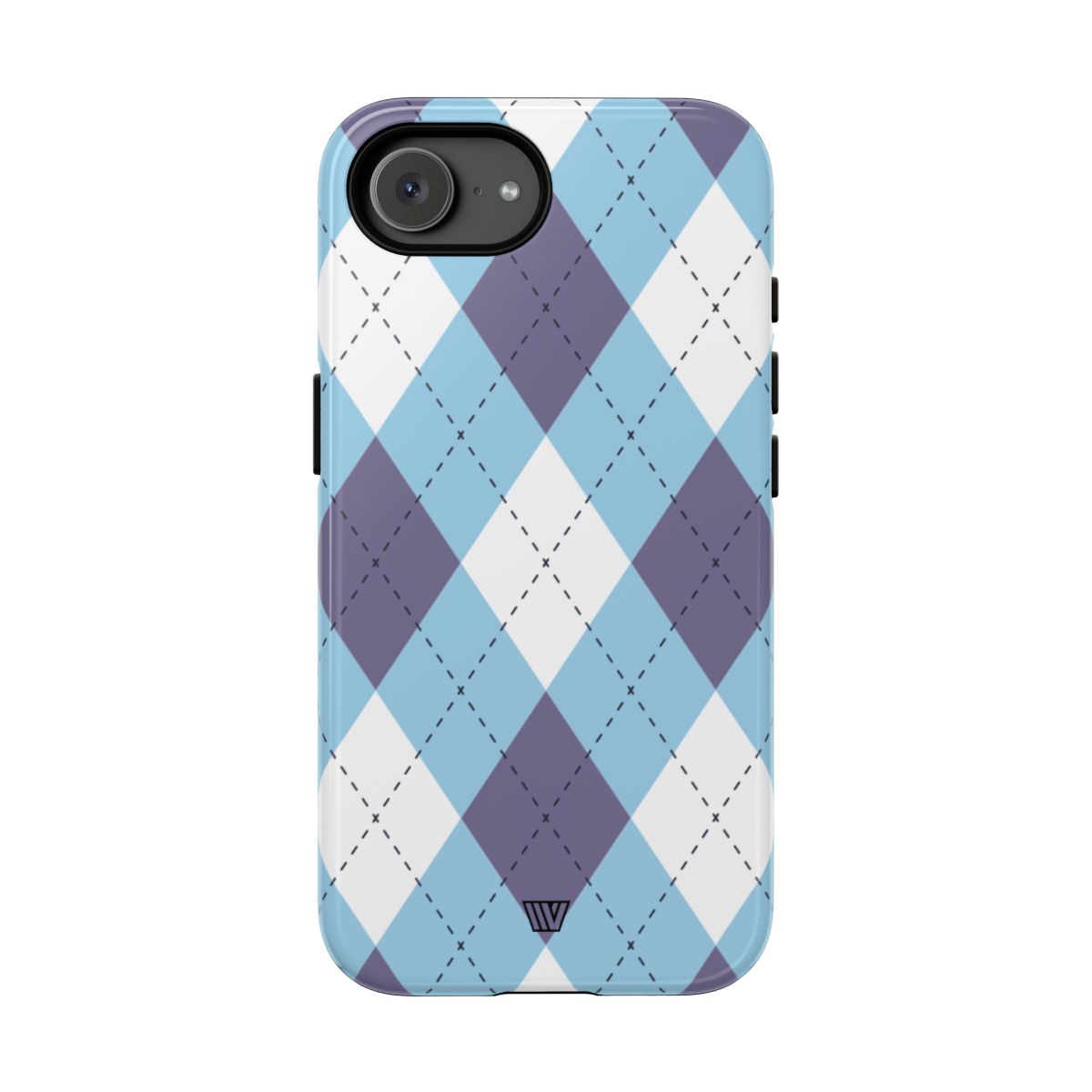 Tough Phone Case Blue White Purple Argyle Polycarbonate Shell
