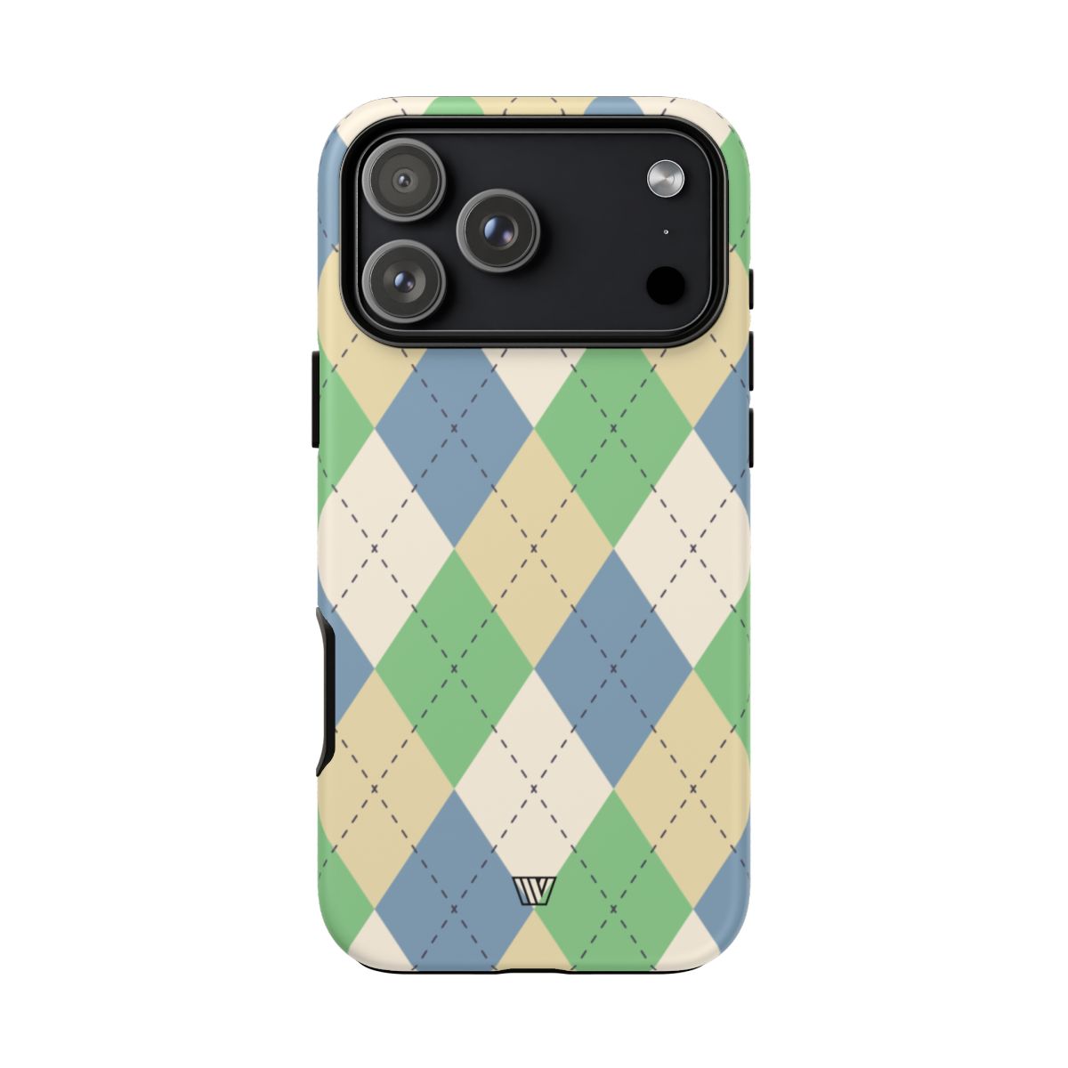 Tough Phone Case Green Blue Beige Argyle Polycarbonate Shell