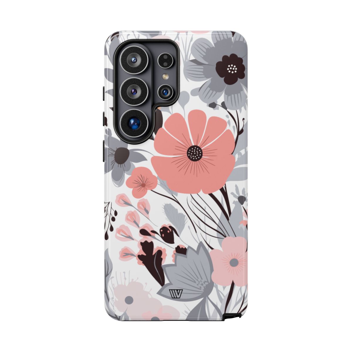 Gray Pastel Flowers Tough Phone Case