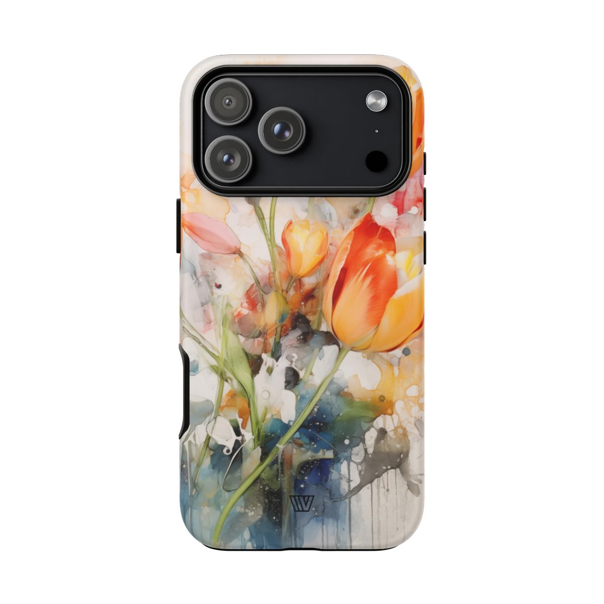 Watercolor Tulips Tough Phone Case Impact Resistant Polycarbonate Shell