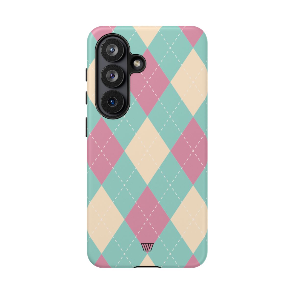 Tough Phone Case Blue Pink Beige Argyle Pattern