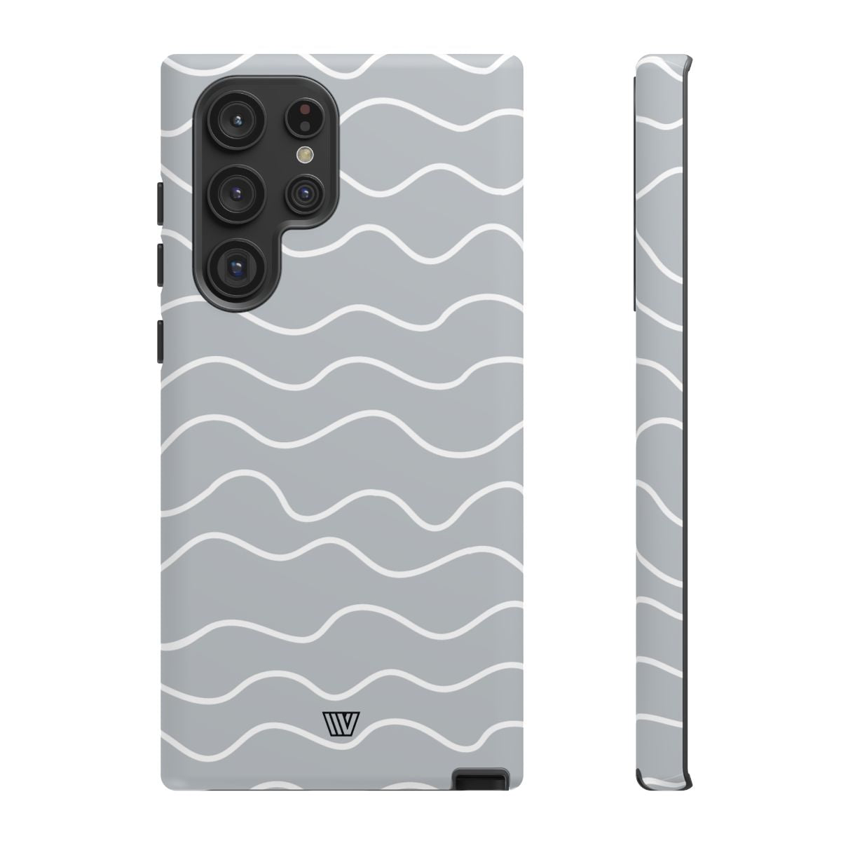 Tough Phone Case Gray Waves Dual-Layer Protection