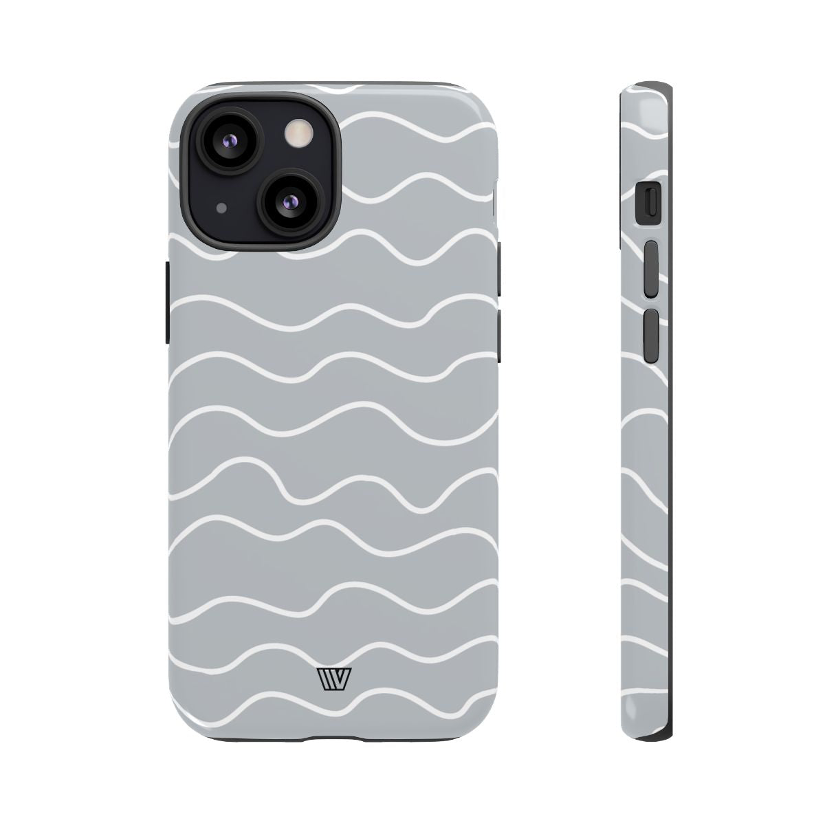 Tough Phone Case Gray Waves Dual-Layer Protection