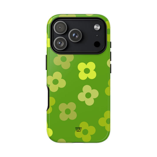Green Retro Flowers Tough Phone Case