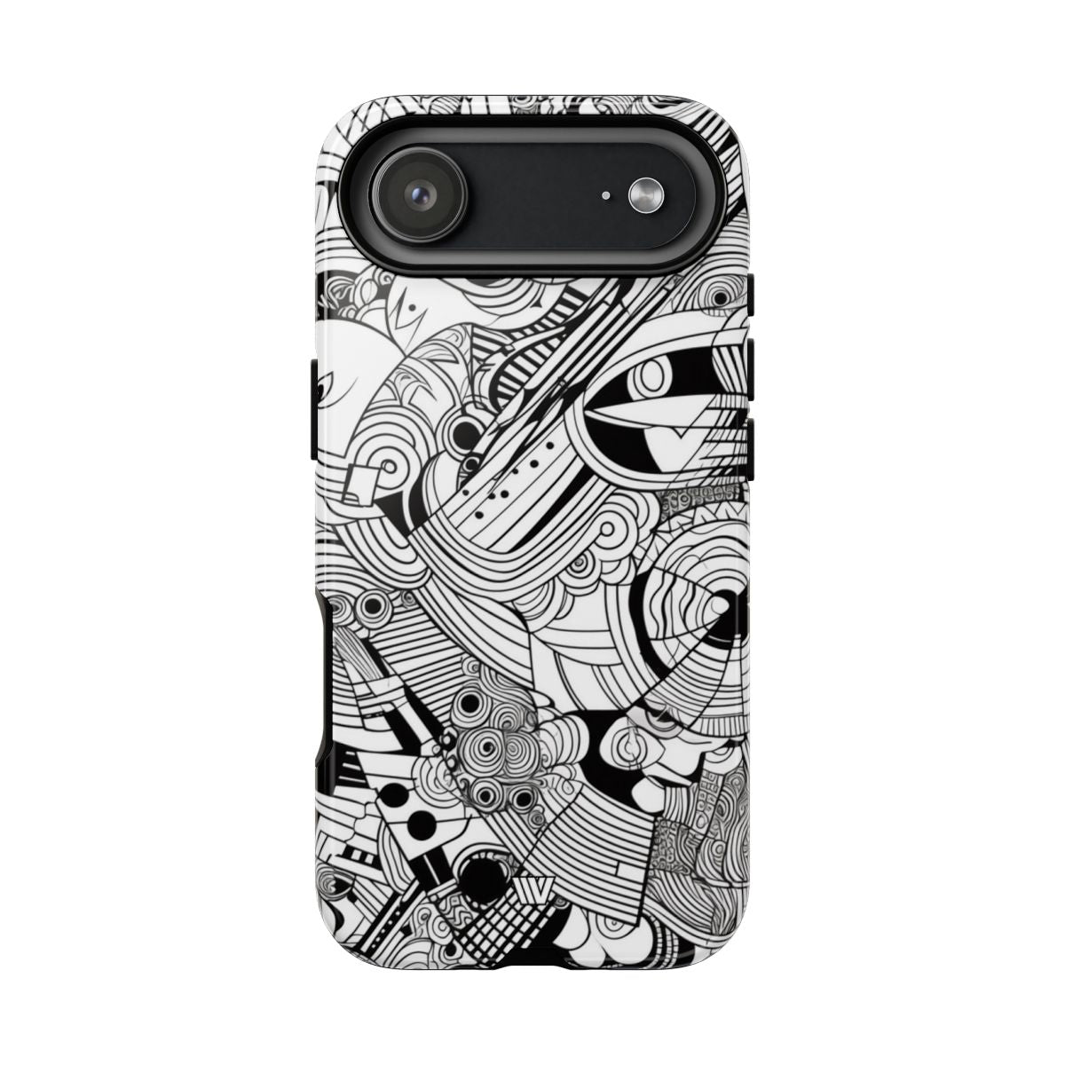B&W Abstract Doodle Tough Phone Case with Impact Resistance Polycarbonate Shell