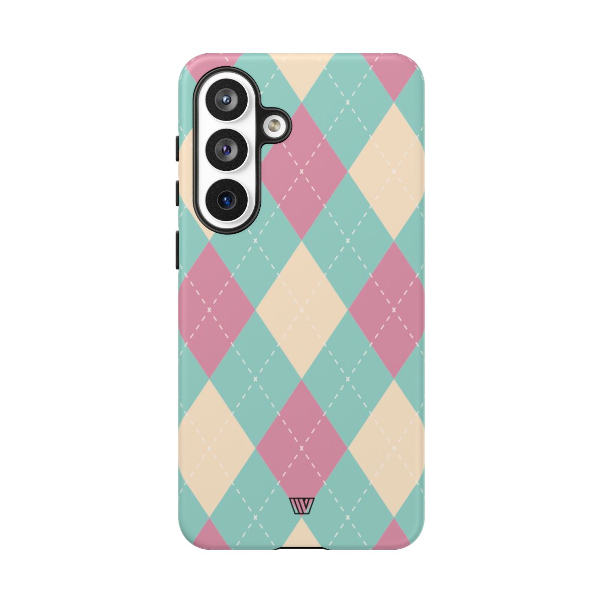 Tough Phone Case Blue Pink Beige Argyle Pattern