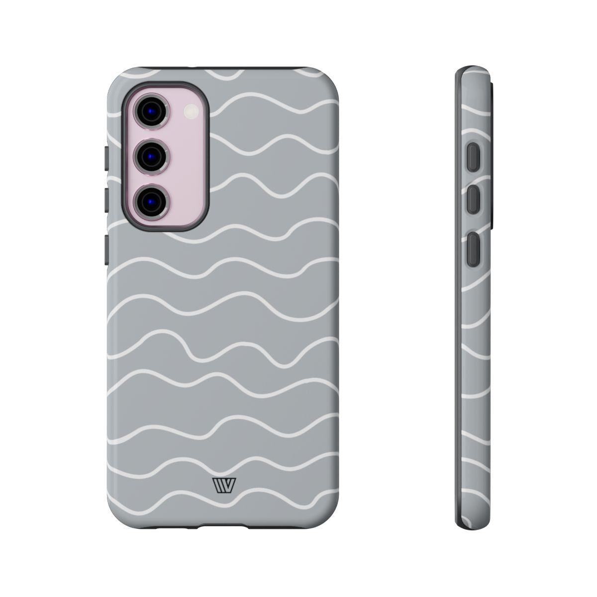 Tough Phone Case Gray Waves Dual-Layer Protection