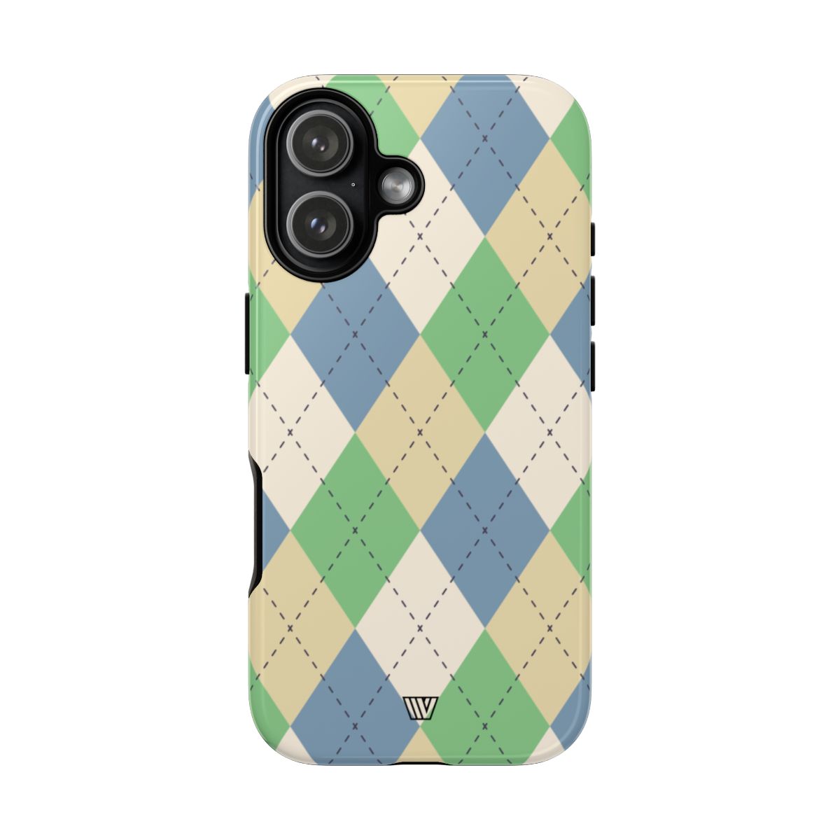 Tough Phone Case Green Blue Beige Argyle Polycarbonate Shell