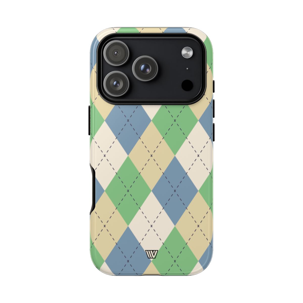 Tough Phone Case Green Blue Beige Argyle Polycarbonate Shell
