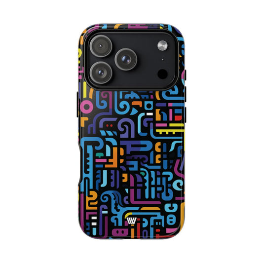 Tough Phone Case Dual-Layer Impact Resistant NEON GLYPHS
