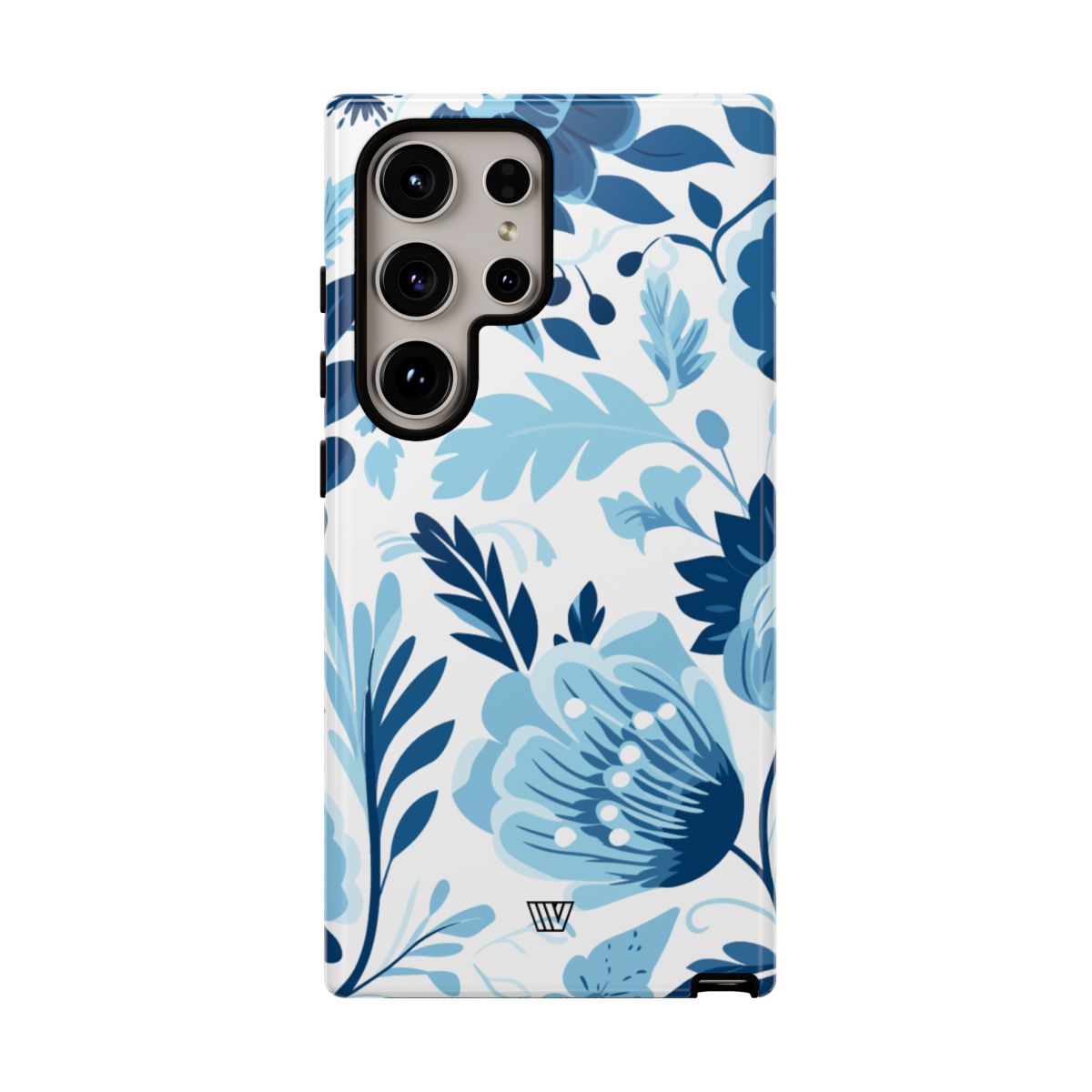 Blue White Flowers Tough Phone Case