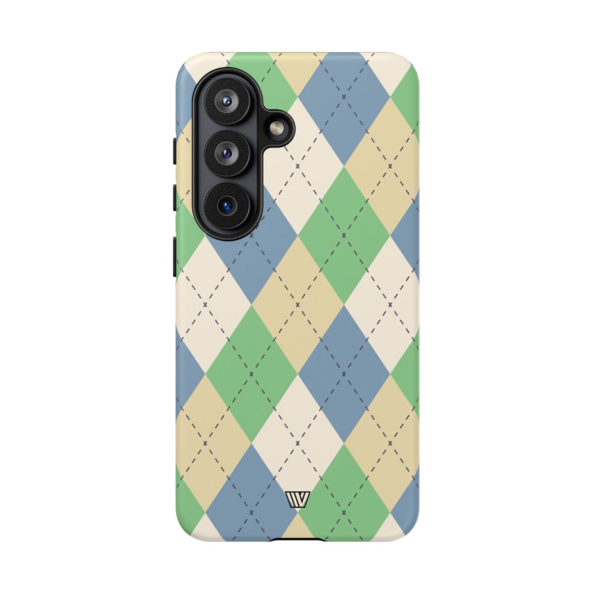 Tough Phone Case Green Blue Beige Argyle Polycarbonate Shell