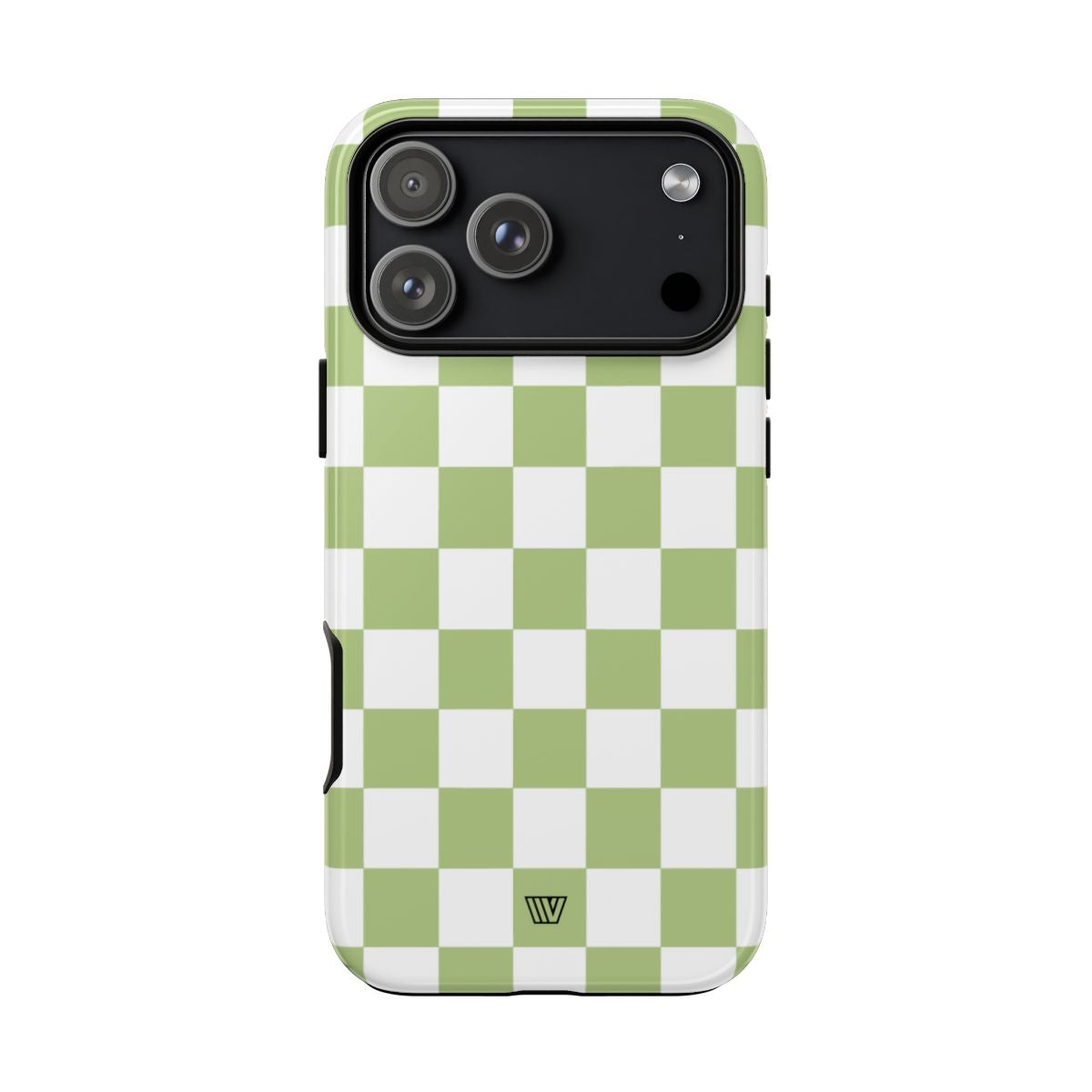 Pale Olive White Checkerboard Tough Phone Case