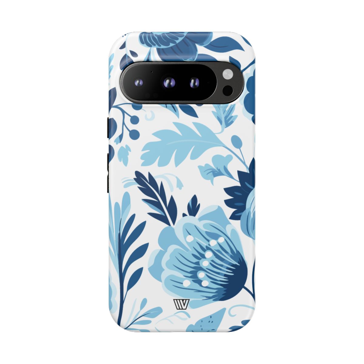 Blue White Flowers Tough Phone Case