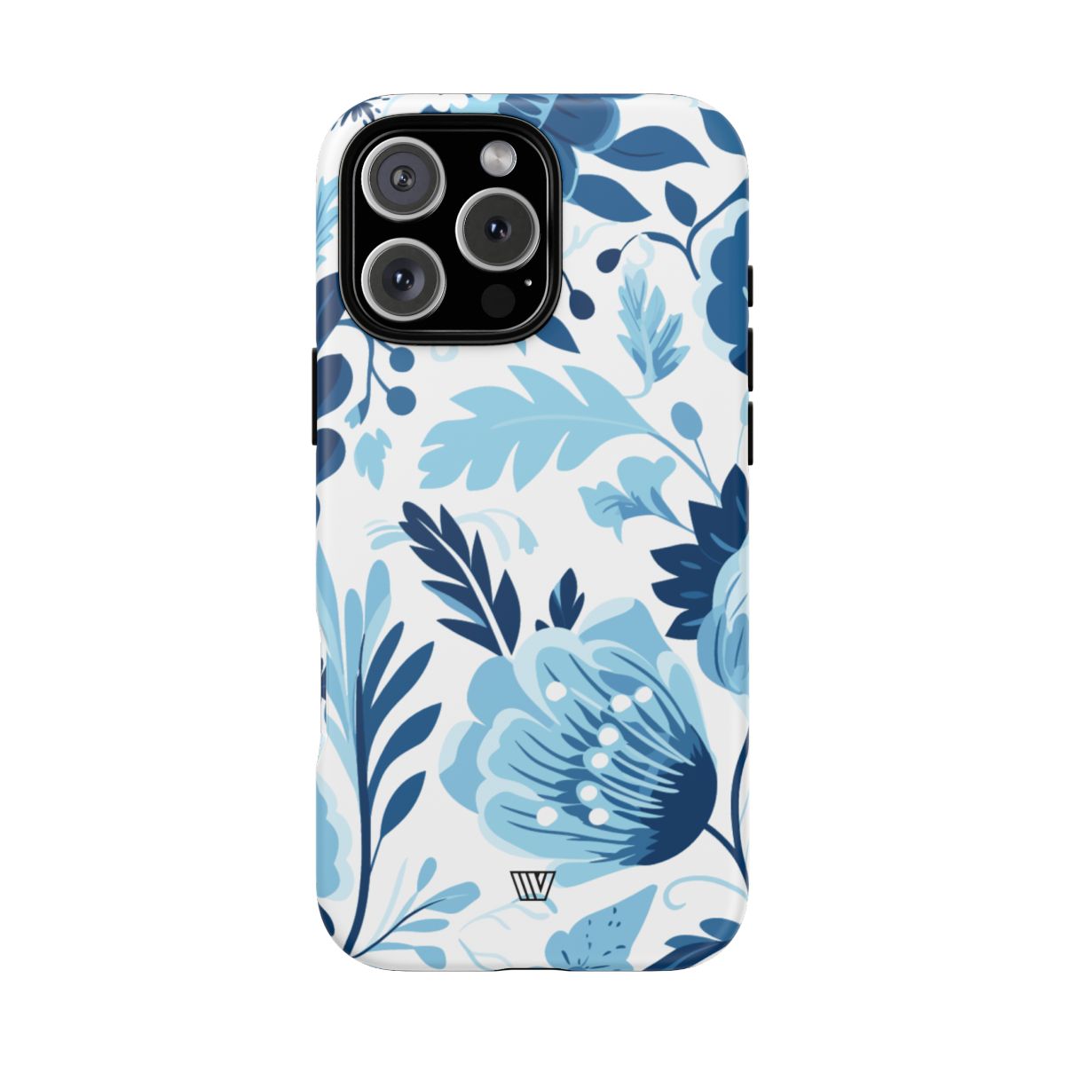 Blue White Flowers Tough Phone Case