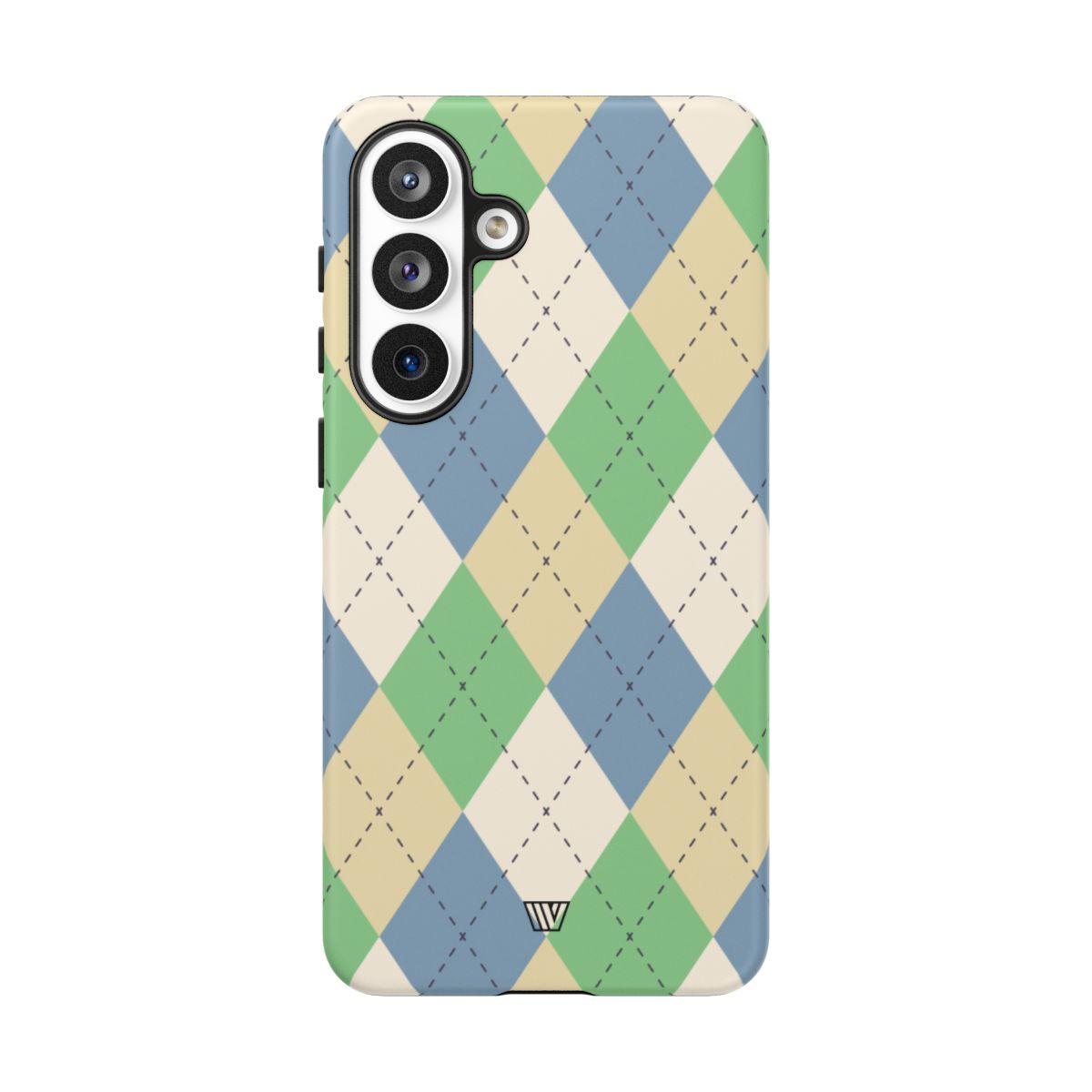 Tough Phone Case Green Blue Beige Argyle Polycarbonate Shell