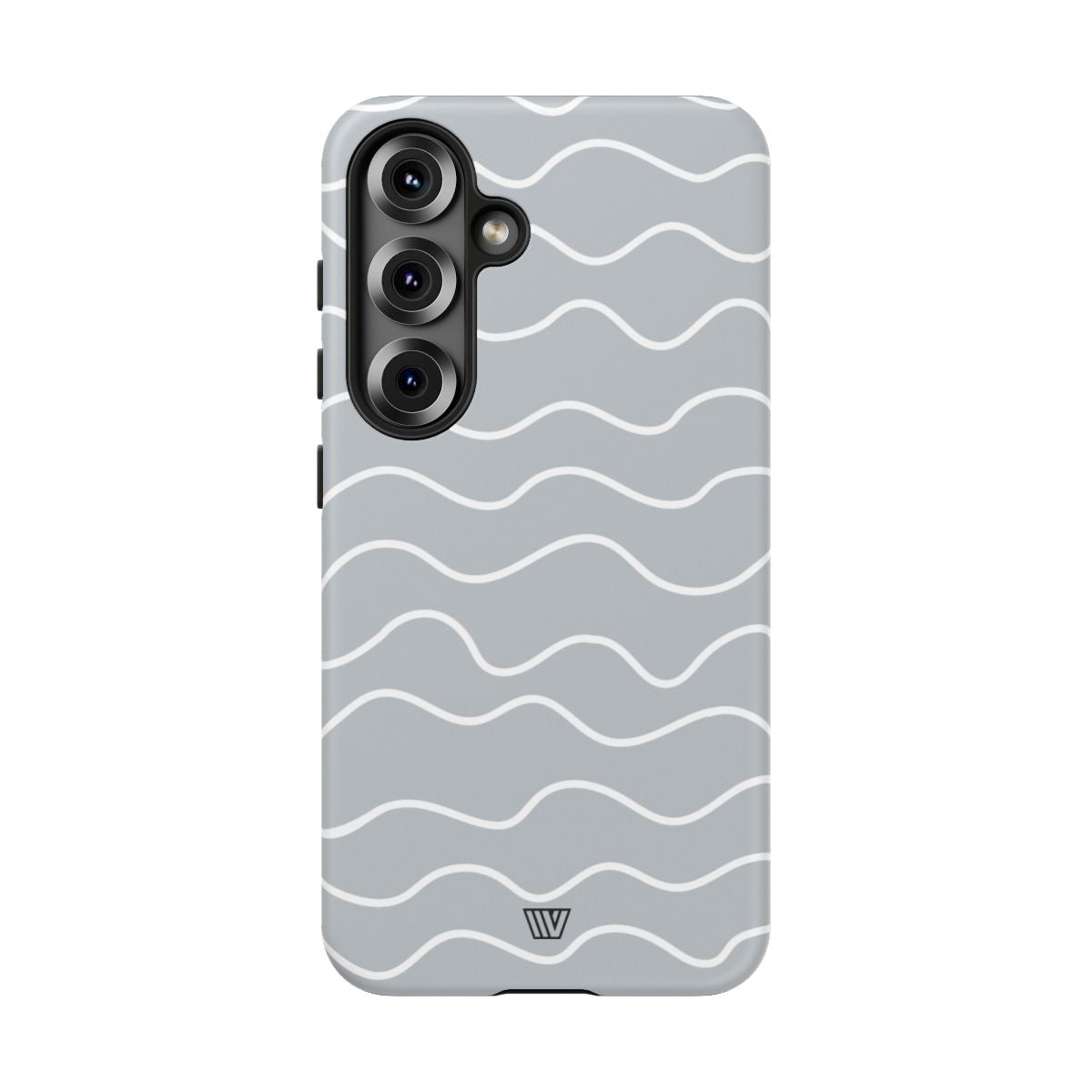 Tough Phone Case Gray Waves Dual-Layer Protection