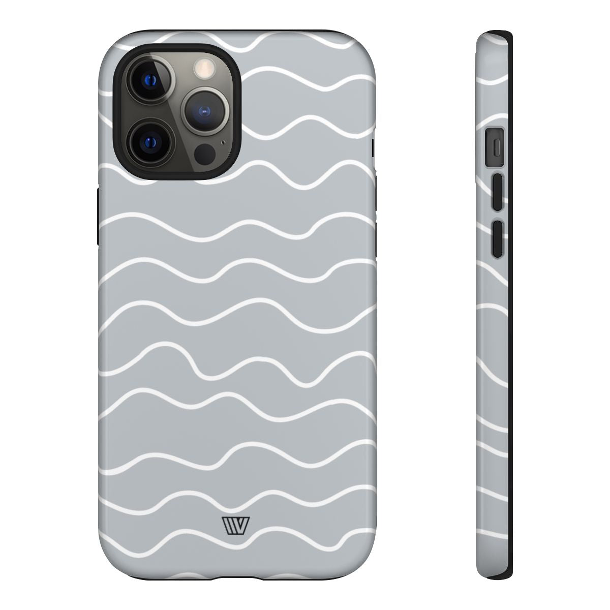 Tough Phone Case Gray Waves Dual-Layer Protection