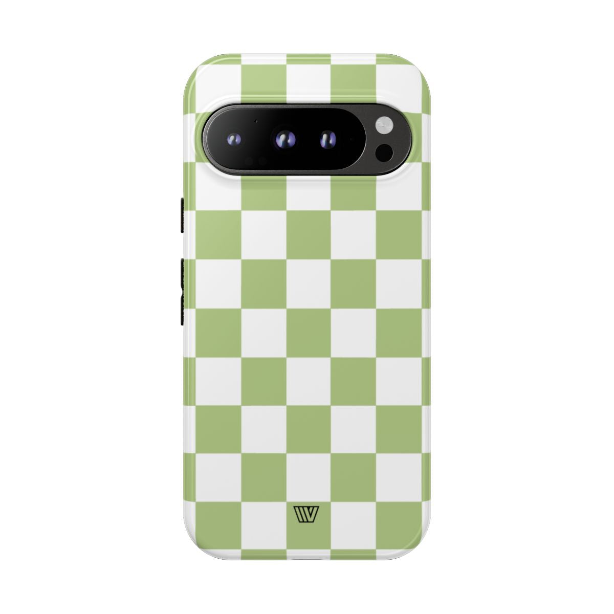 Pale Olive White Checkerboard Tough Phone Case