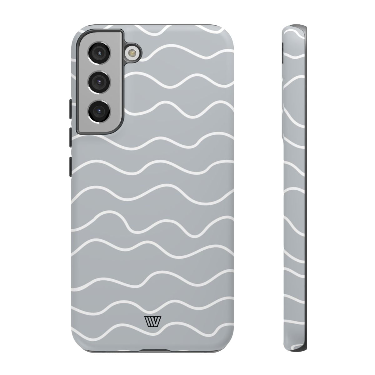 Tough Phone Case Gray Waves Dual-Layer Protection