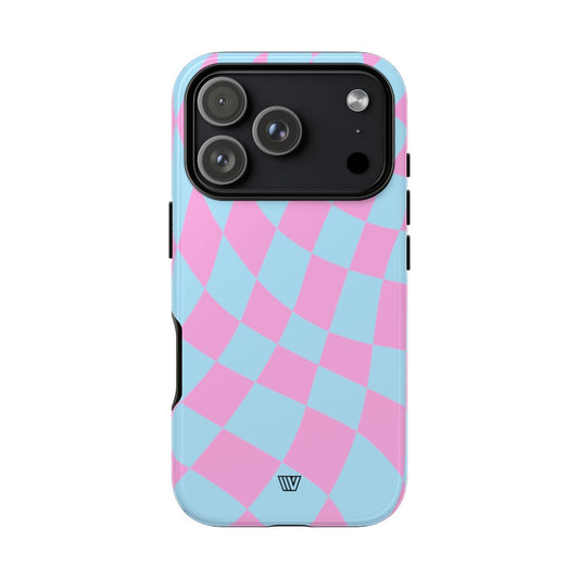 Blue Pink Curvy Checkerboard Tough Phone Case Trovvve