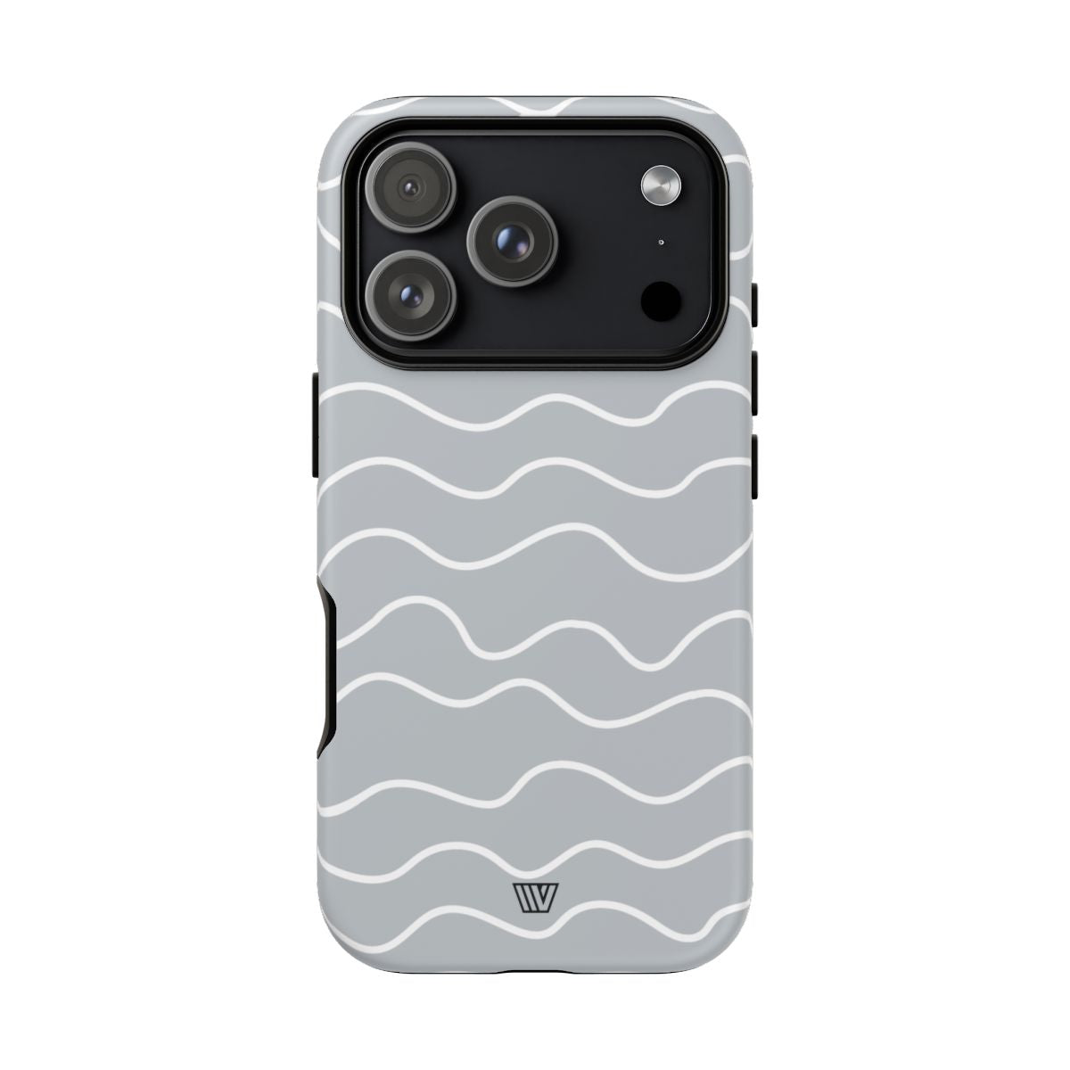 Tough Phone Case Gray Waves Dual-Layer Protection