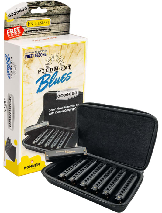 Hohner Piedmont Blues Harmonica Set 7-piece with Case-NEW