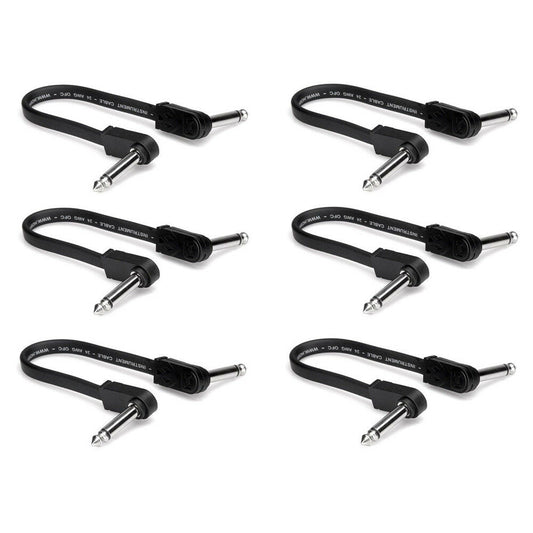 Hosa CFP-606 Flat Guitar Patch Cable, Molded Right-Angle/Same, 6 in (6 pc ) NEW