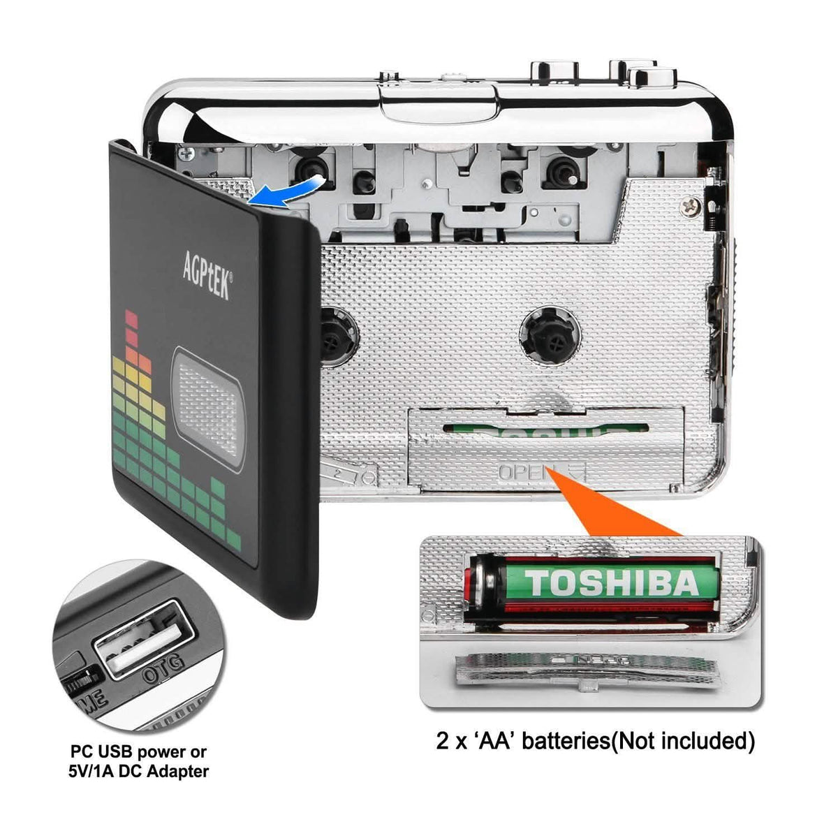 Portable Cassette Audio Tape-To-MP3 Converter Cassette Recorder