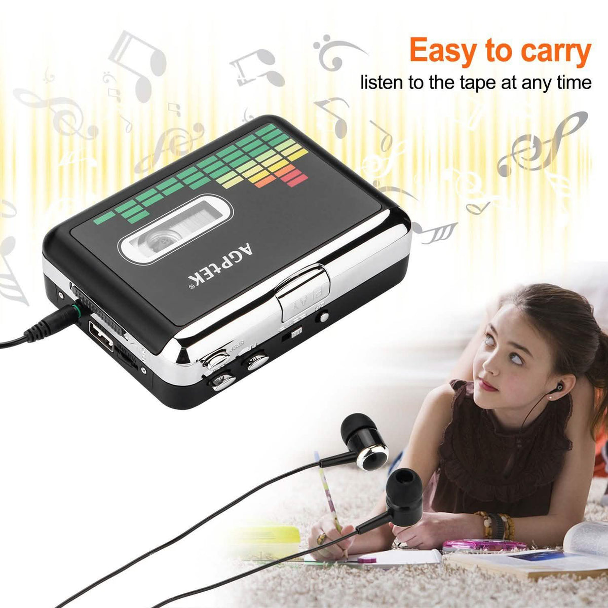 Portable Cassette Audio Tape-To-MP3 Converter Cassette Recorder