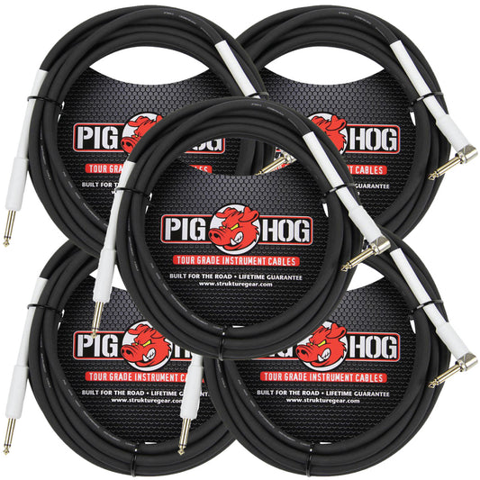 5 Pack Pig Hog PH186R Right Angle 8mm 18.5FT 1/4"-1/4"  Inst Cable Lifetime Warranty!