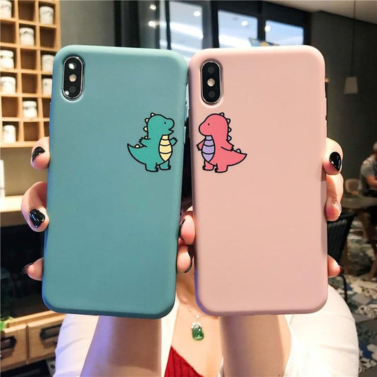 Cute Couple Dinosaur Full Body Protective iPhone Case