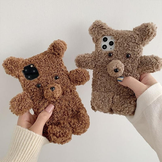 3D Cartoon Plush Bear Full Body Protective iPhone Case