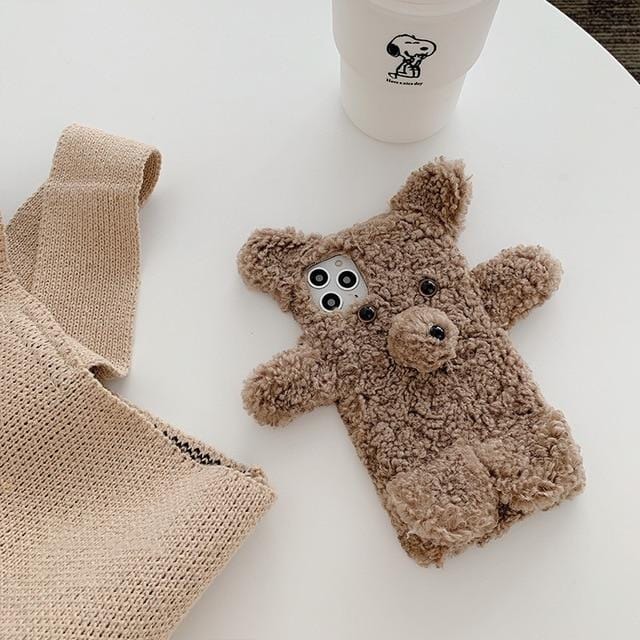 3D Cartoon Plush Bear Full Body Protective iPhone Case
