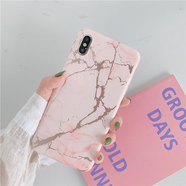 Ring Stand Marble Protective iPhone Case