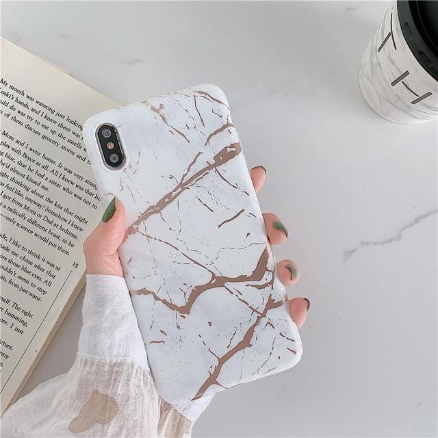 Ring Stand Marble Protective iPhone Case
