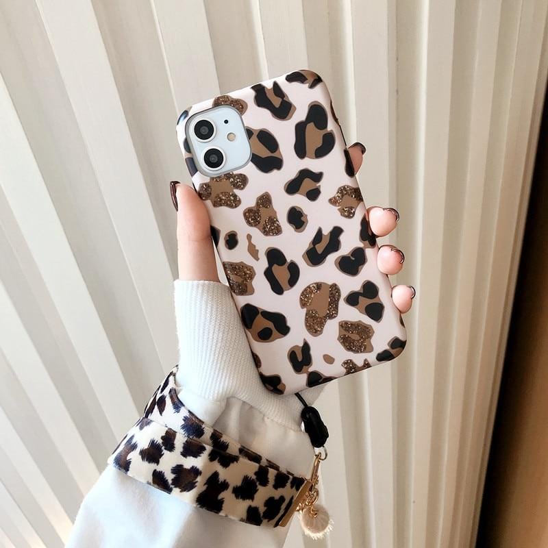 Leopard Print Durable Lanyard iPhone Case